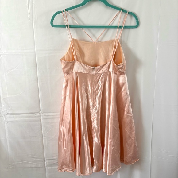Vintage 80s satin pastel pink mini dress formal nouveau evening collection 8 - Picture 3 of 4